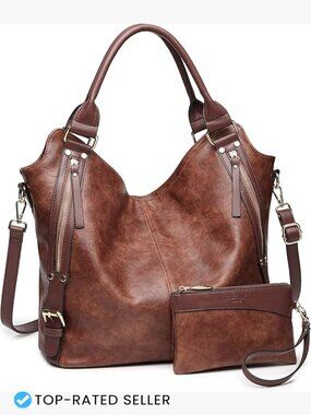 PU Leather Hobo Shoulder Tote Bag with Adjustable Strap Large Capacity